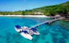 Boats at West Beach jetty in Fiji