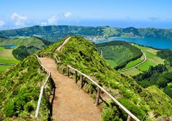 Hiking path through the hills
