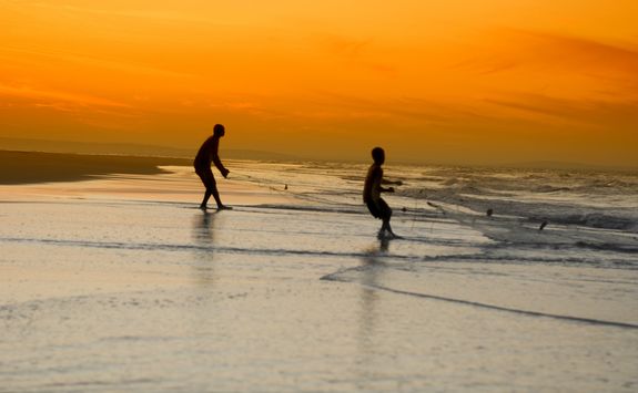 fisherman at sunset in Mozambique