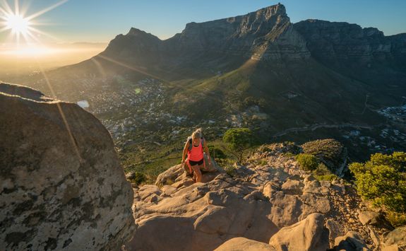 Hiking Lions Head in Cape Town at sunrise