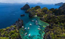 Lagoon with boats, Palawan