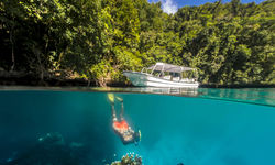 Diving off rock islands