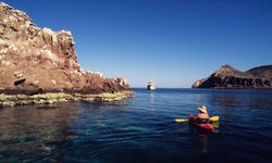 man kayaking in Baja California