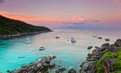 Sunrise over bay, Western Thailand