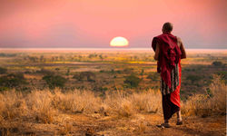 Masai Warrior at Sunset, Tanzania