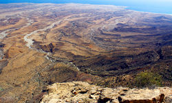 mountain view over coastline, Oman