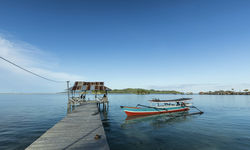 Wooden pier with boat, Northern Sulawesi