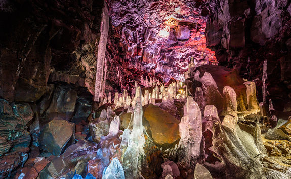 lava tunnel and lights