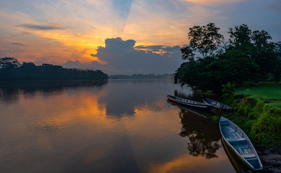 sunset over amazon ecuador