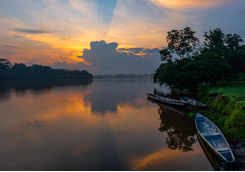 sunset over amazon ecuador