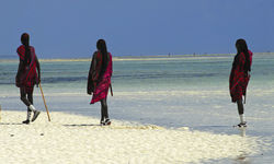 Tanzanian Coast Masi People on the Beach