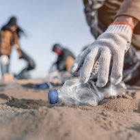 Water bottle on the beach