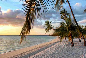 andros beach at sunset