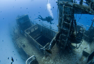diver on shipwreck off of Malta