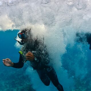 Diver entering the water