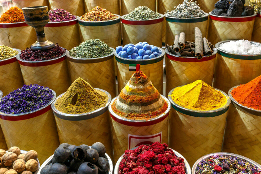 fresh ground spices in a market