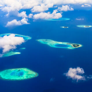 The Maldives atolls from above