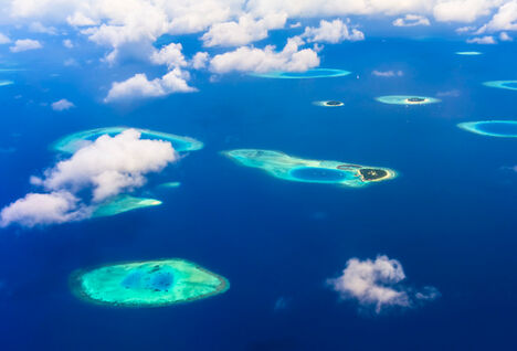 The Maldives atolls from above