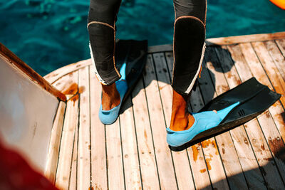 Diver wearing flippers