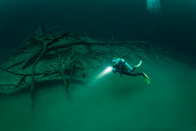 Diving in cenote Angelita