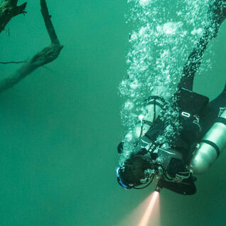 Scuba diving in Mexico cenote