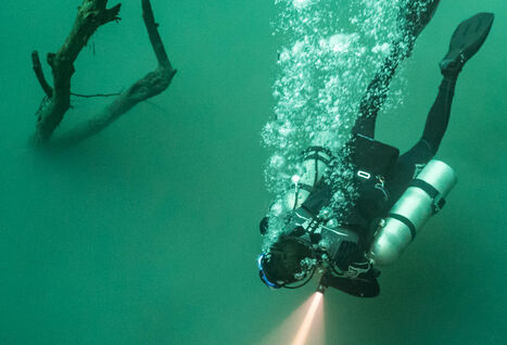 Scuba diving in Mexico cenote