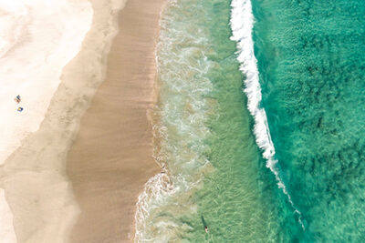 View of beach in Oman from above
